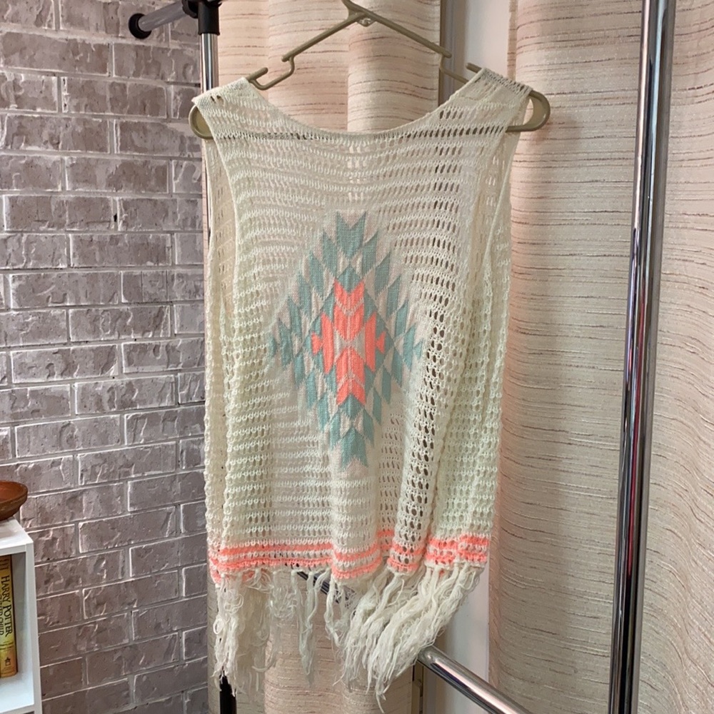 Loose knit/ macrame cardigan, gently used